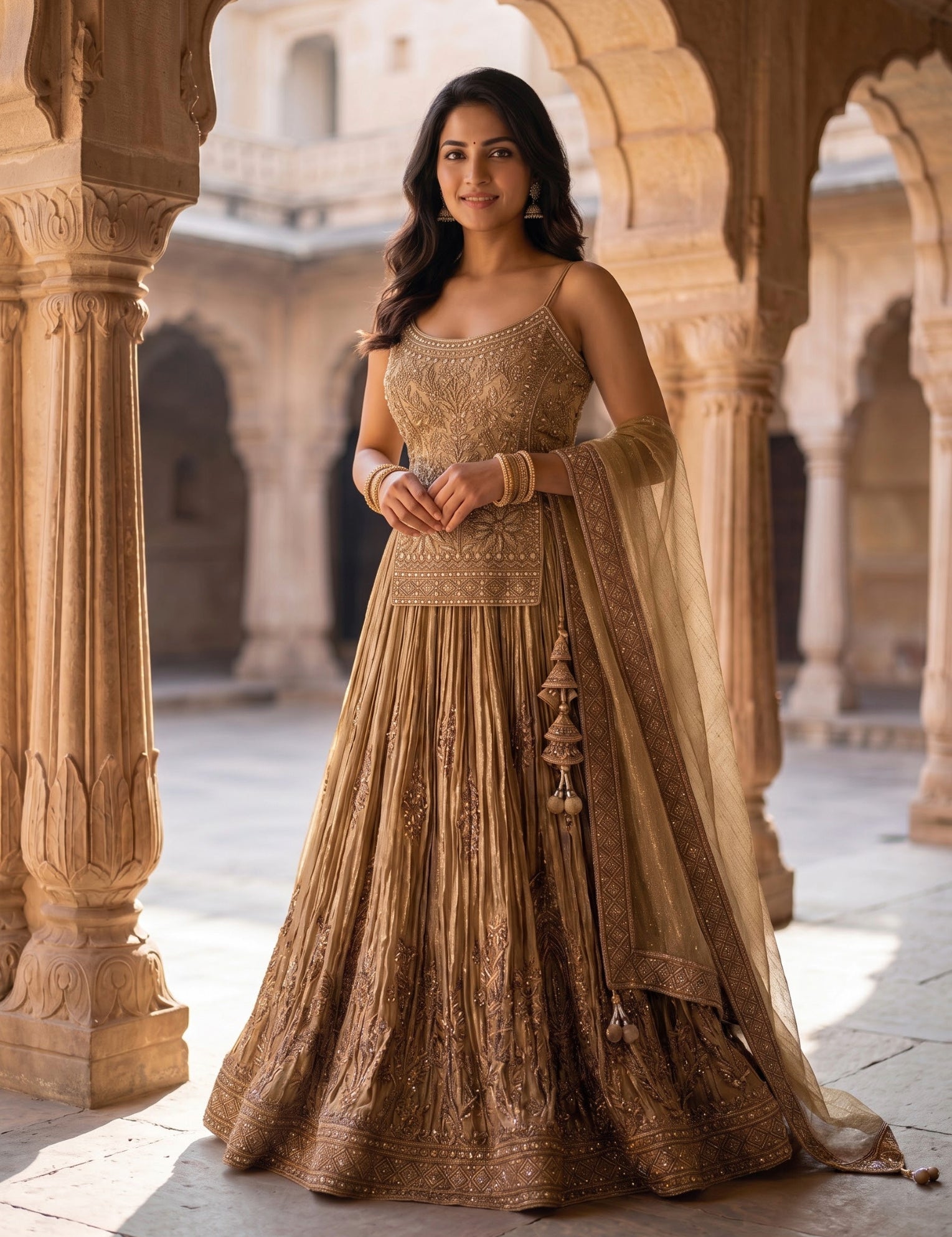 Organza Lehenga Choli in Pista with Dupatta for Weddings