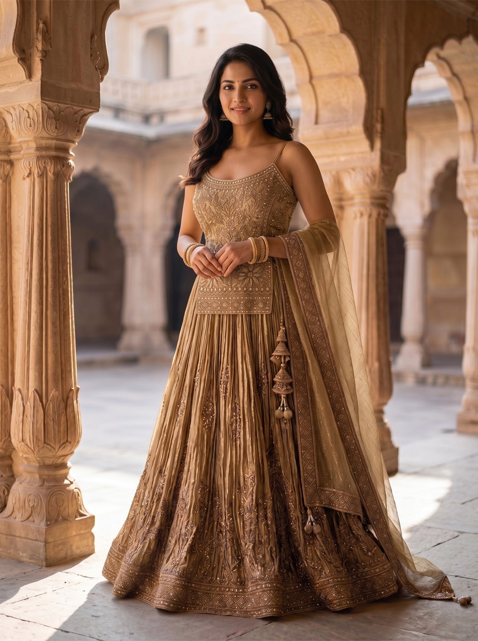 Organza Lehenga Choli in Pista with Dupatta for Weddings