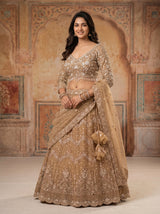 Net Lehenga Set in Yellow with Dupatta and Stitched Blouse