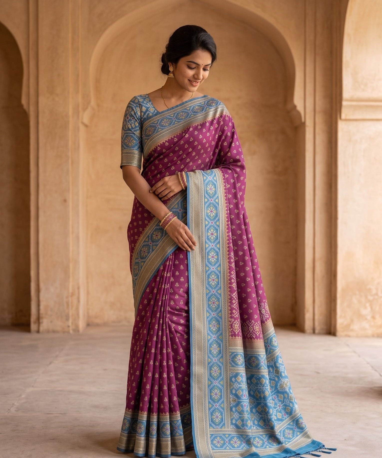 Banarasi Silk Saree in Plum for Festive Occasions