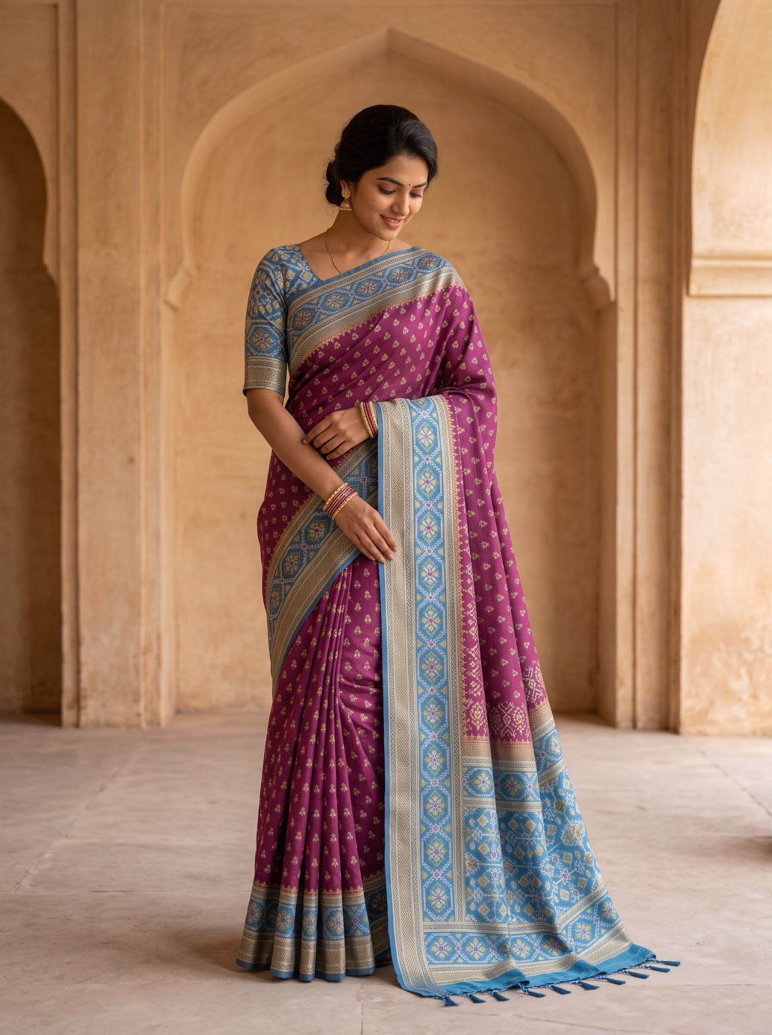 Banarasi Silk Saree in Plum for Festive Occasions