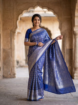Banarasi Weave Saree in Royal Blue for Festive Occasions