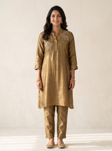 Silk Salwar Suit in Golden Yellow for Cocktail