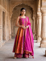Organza Anarkali Set in Rani Pink for Festive Occasions