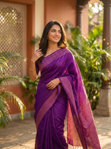 Tussar Silk Saree in Purple for Festive Occasions