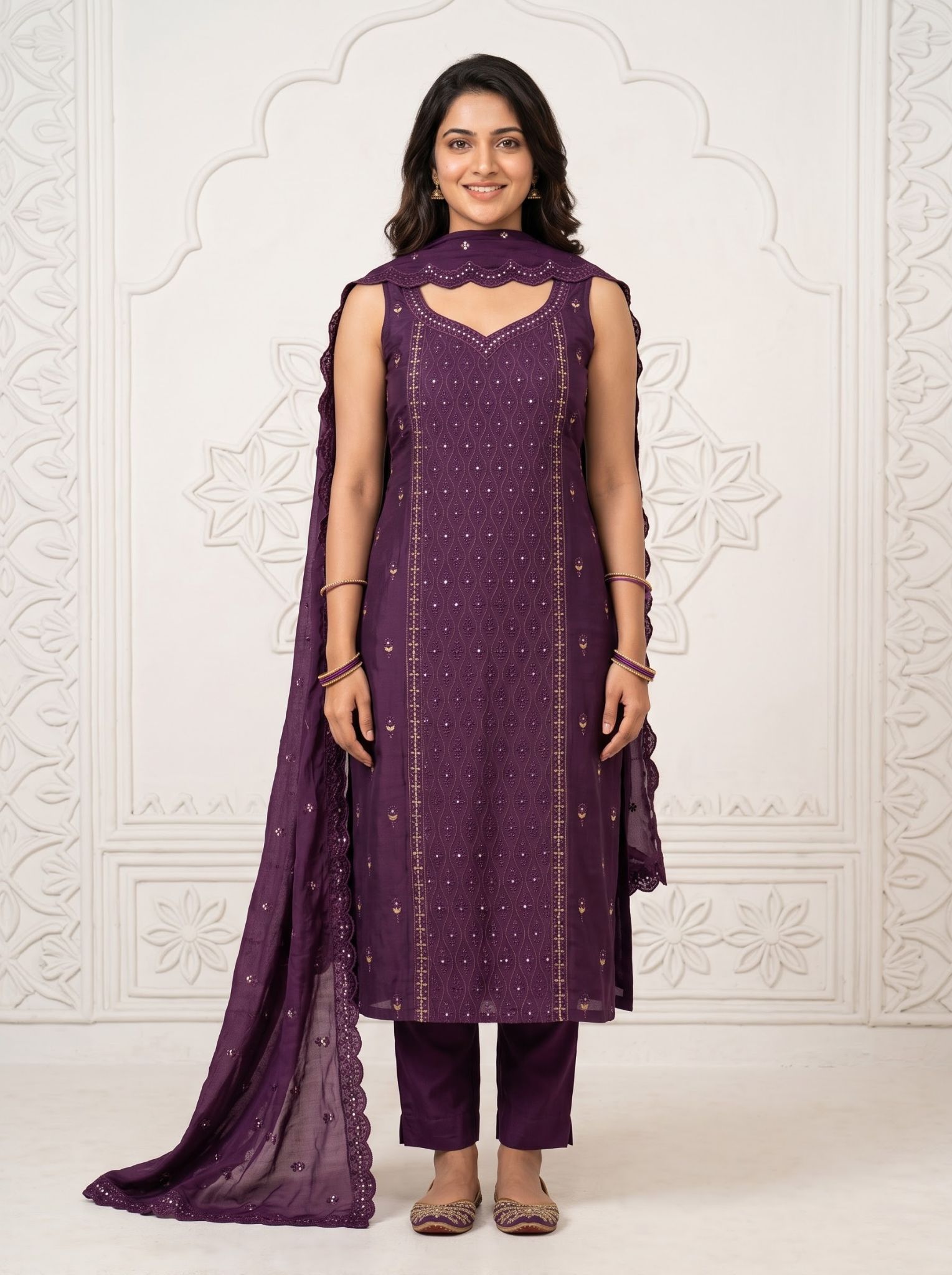 Cotton Salwar Suit in Purple for Festive Occasions