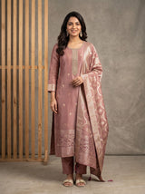 Banarasi Salwar Suit Dusty Pink Festive Set with Dupatta