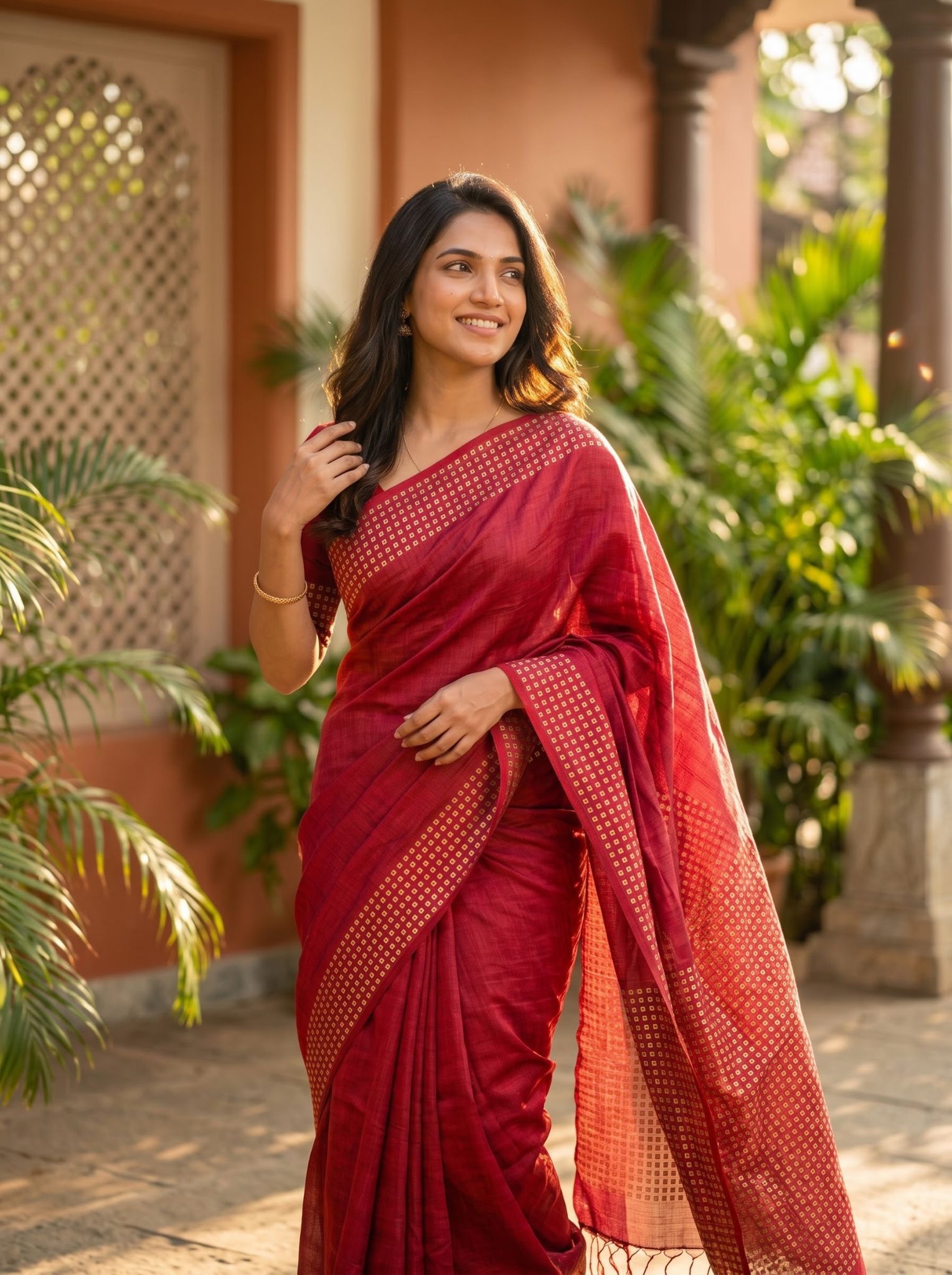 Tussar Silk Saree in Vibrant Red for Festive Occasions