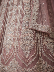 Dusty Pink Net Lehenga Choli with Sequin Floral Embroidery