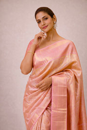 DIVA Premium Silk Saree – Rose Pink with Gold Zari