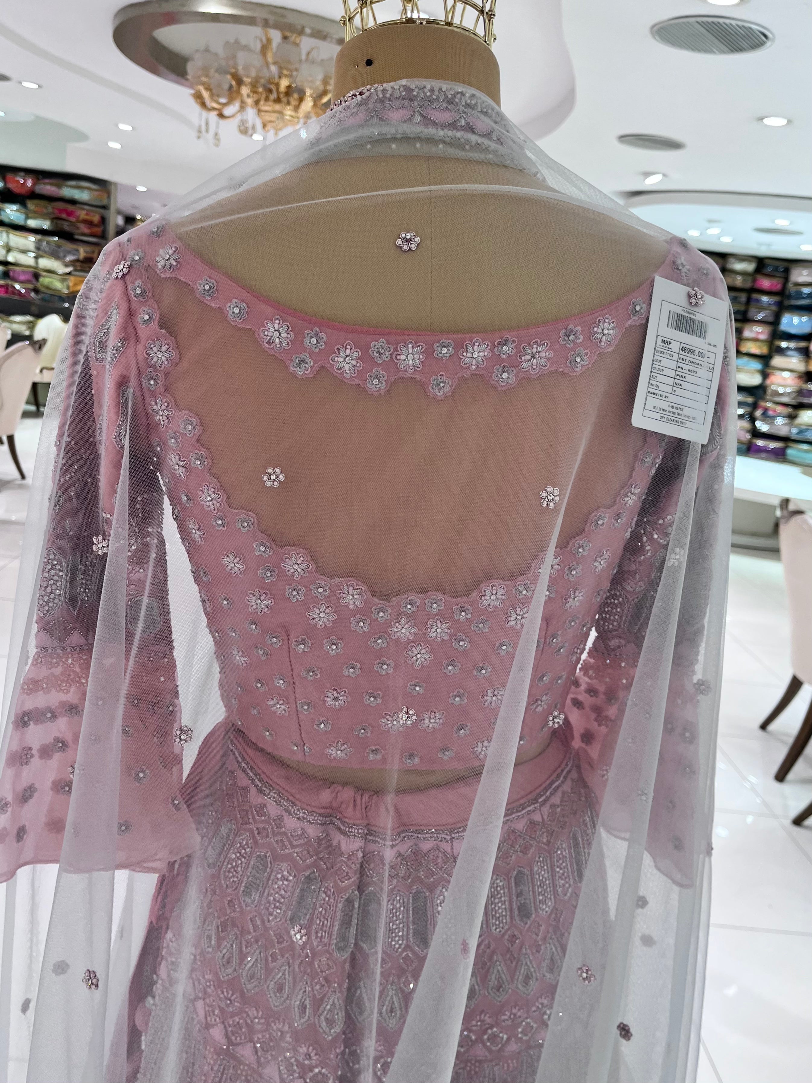 Pink Organza Embroidered Lehanga Set DIVA