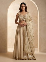 Champagne Gold Tissue Embroidered Palazzo Set