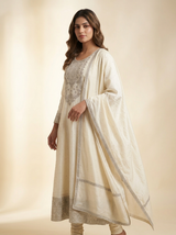 Regal Ivory Embroidered Silk Kurta Set