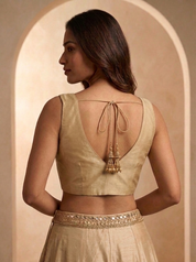 Champagne Gold Tissue Embroidered Palazzo Set