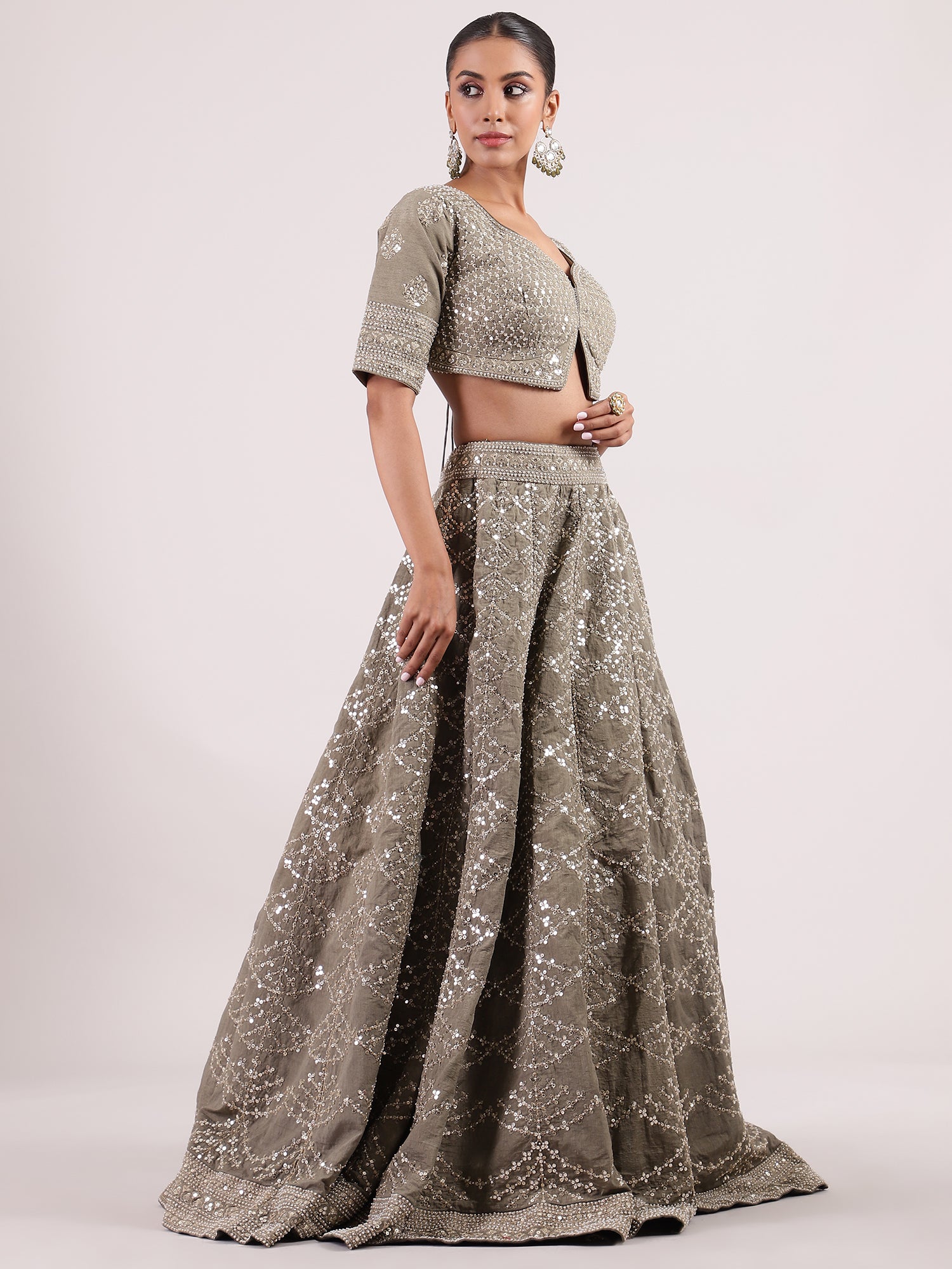 Elegant Tuscany Sequins Work Lehenga with Embroidered Choli & Dupatta