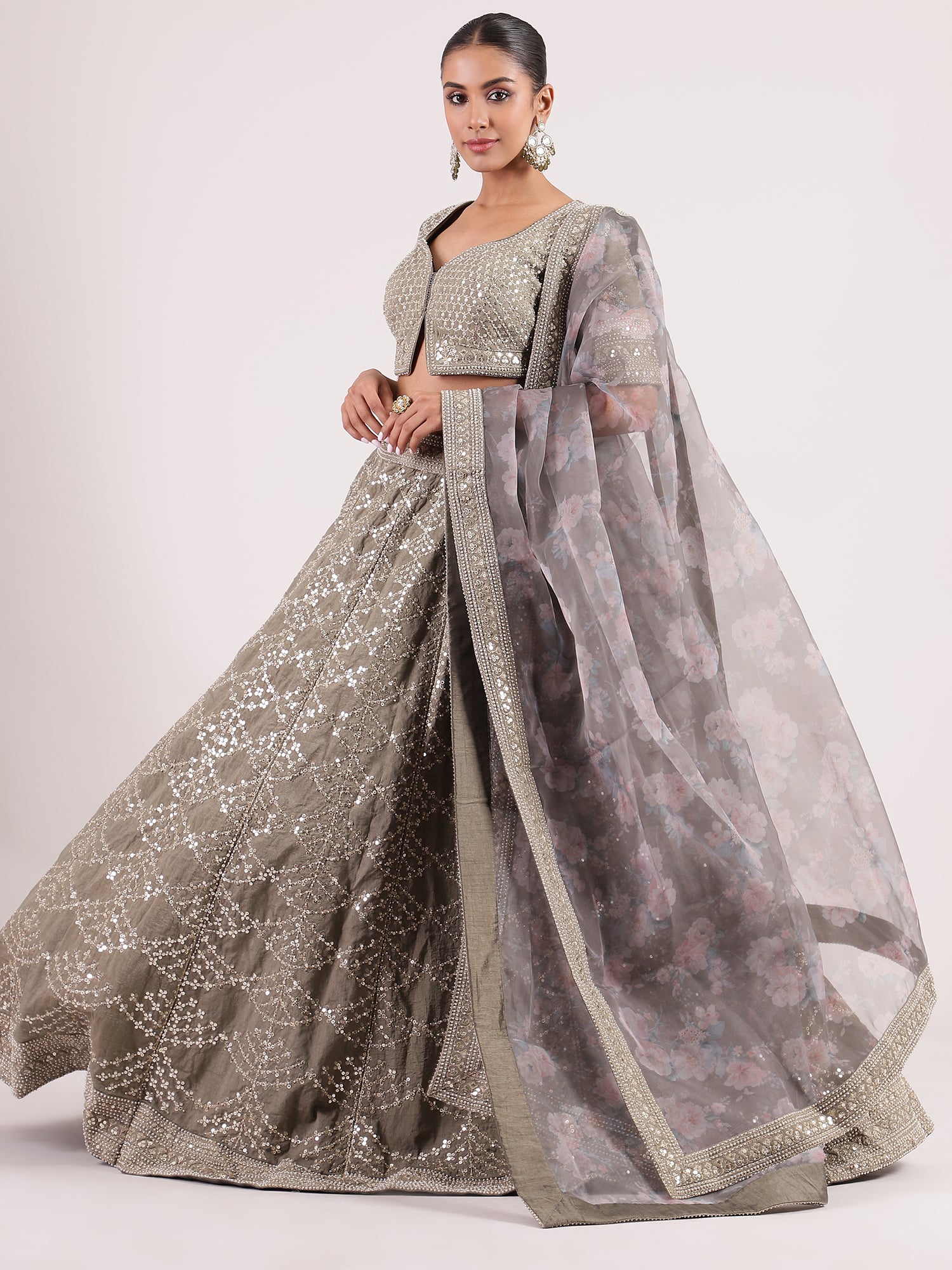 Elegant Tuscany Sequins Work Lehenga with Embroidered Choli & Dupatta