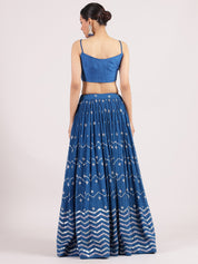 Royal Blue Georgette Lehenga with Zardosi Embroidery & Elegant Jacket