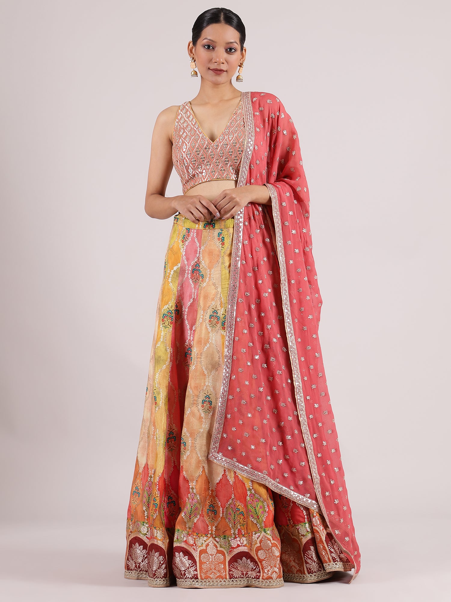 Vibrant Banarasi Lehenga with Subtle Sequence Work