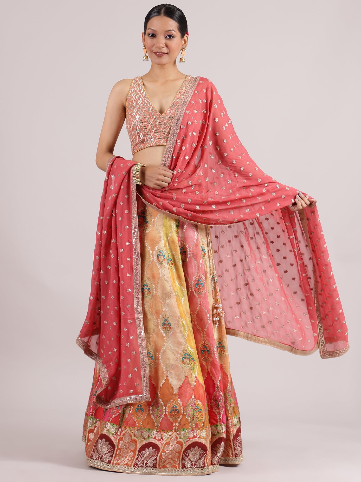 Vibrant Banarasi Lehenga with Subtle Sequence Work