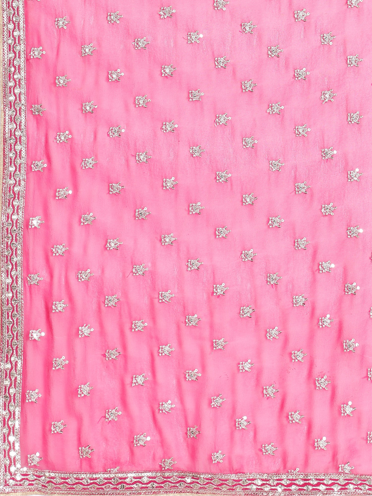 Cotton Ajrakh Lehenga with Brocade Kotapatti Blouse & Rani Pink Georgette Dupatta