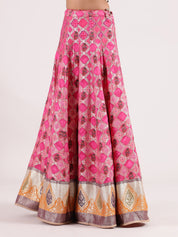 Elegant Pink Banarasi Lehenga with Delicate Organza Dupatta