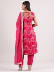 Vivid Pink Banarasi Salwar Suit with Matching Dupatta & Bottom