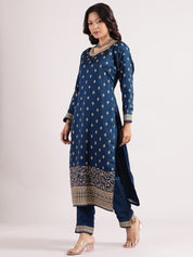 Elegant Aegean Salwar Suit with Embroidered Silk Sequence Dupatta & Narrow Pants