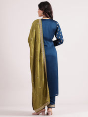 Elegant Aegean Salwar Suit with Embroidered Silk Sequence Dupatta & Narrow Pants