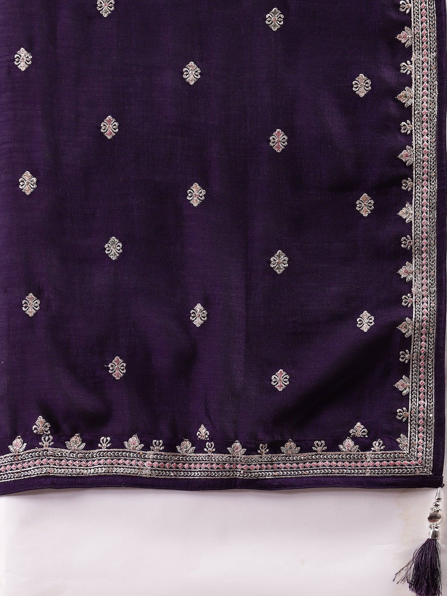 Luxurious Dark Purple Silk Salwar Suit with Sequence Embroidery