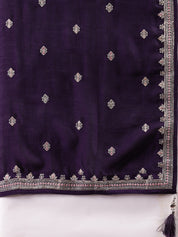 Luxurious Dark Purple Silk Salwar Suit with Sequence Embroidery