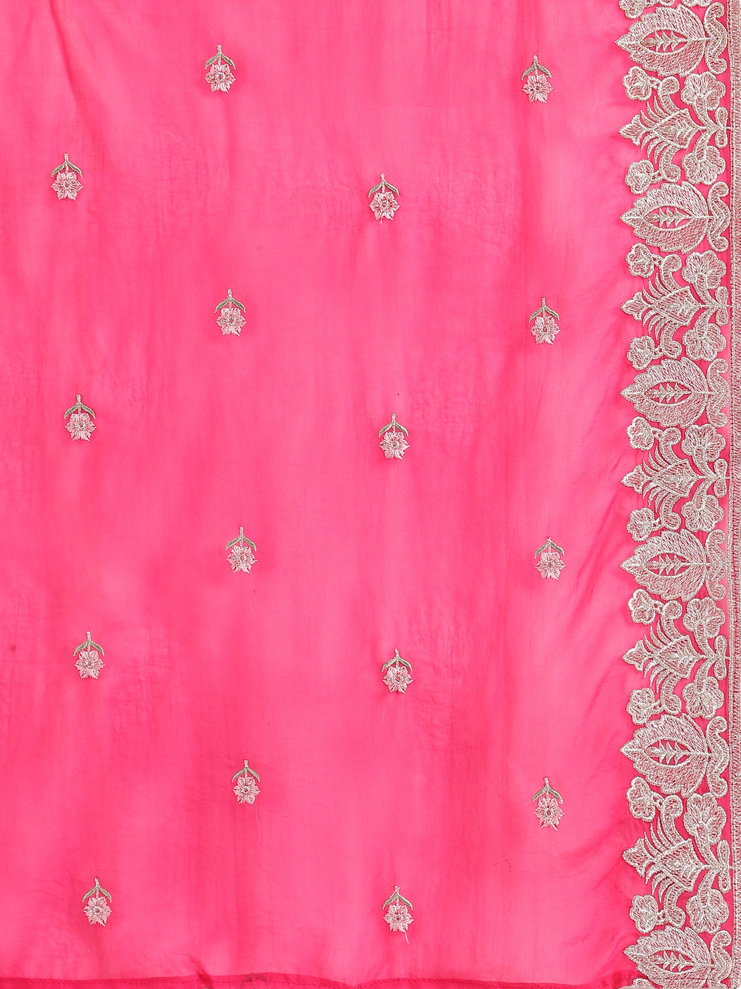 Vibrant Hot Pink Embroidered Salwar Suit with Organza Dupatta