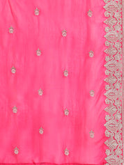 Vibrant Hot Pink Embroidered Salwar Suit with Organza Dupatta