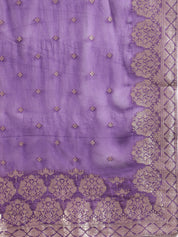 Elegant Lilac Silk Embroidered Salwar Suit with Contrast Banarasi Dupatta