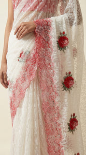 DIVA Georgette Designer Saree with Floral Embroidery