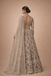 Cream Multicolour Embroidered Lehanga | DIVA