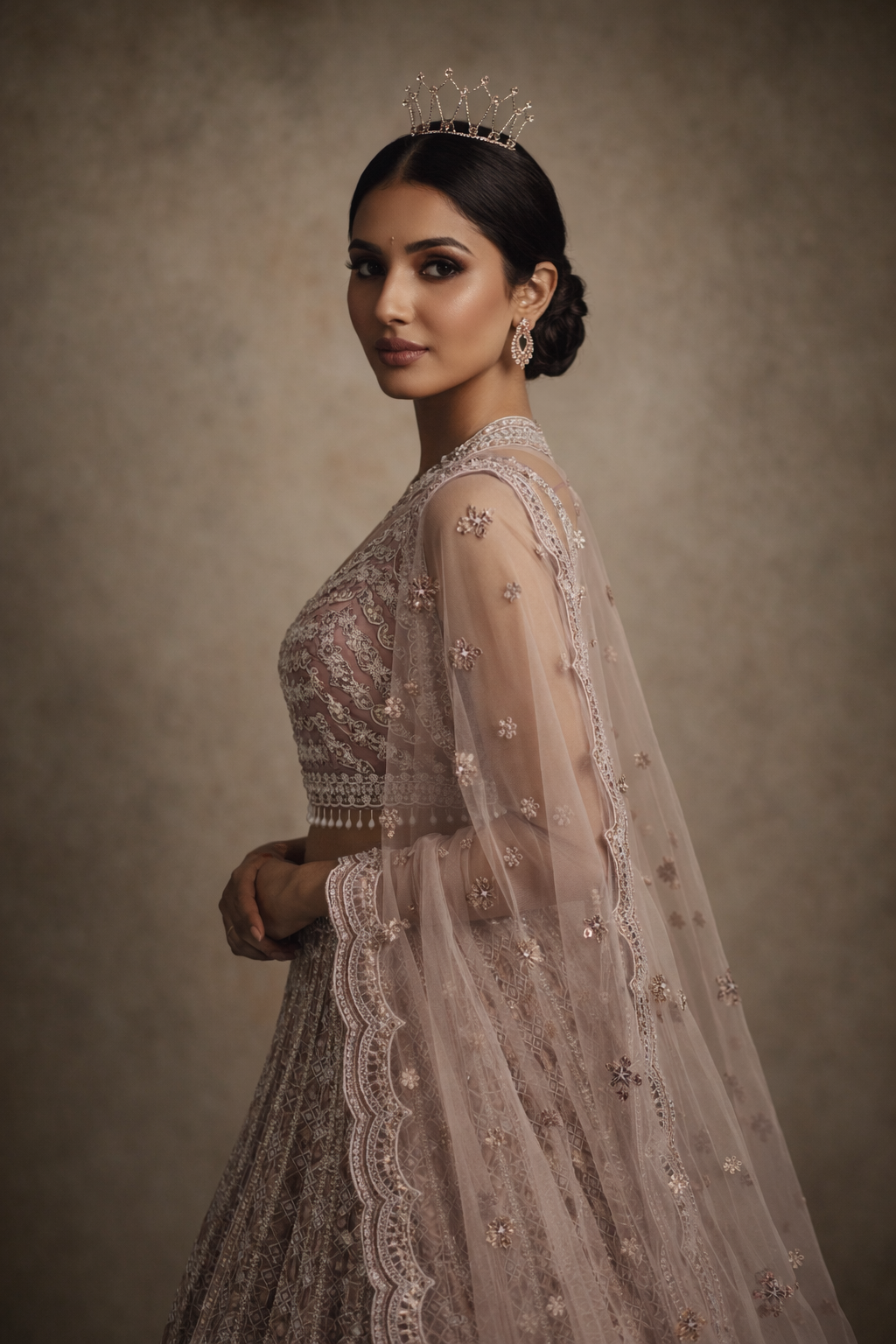 Bridal Net Lehenga Choli – Cream