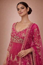 Pink Net Embroidered Mastani | DIVA