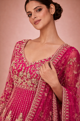 Pink Net Embroidered Mastani | DIVA
