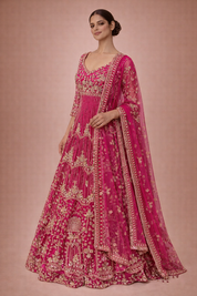 Pink Net Embroidered Mastani | DIVA