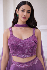Plum Embellished Palazzo Set