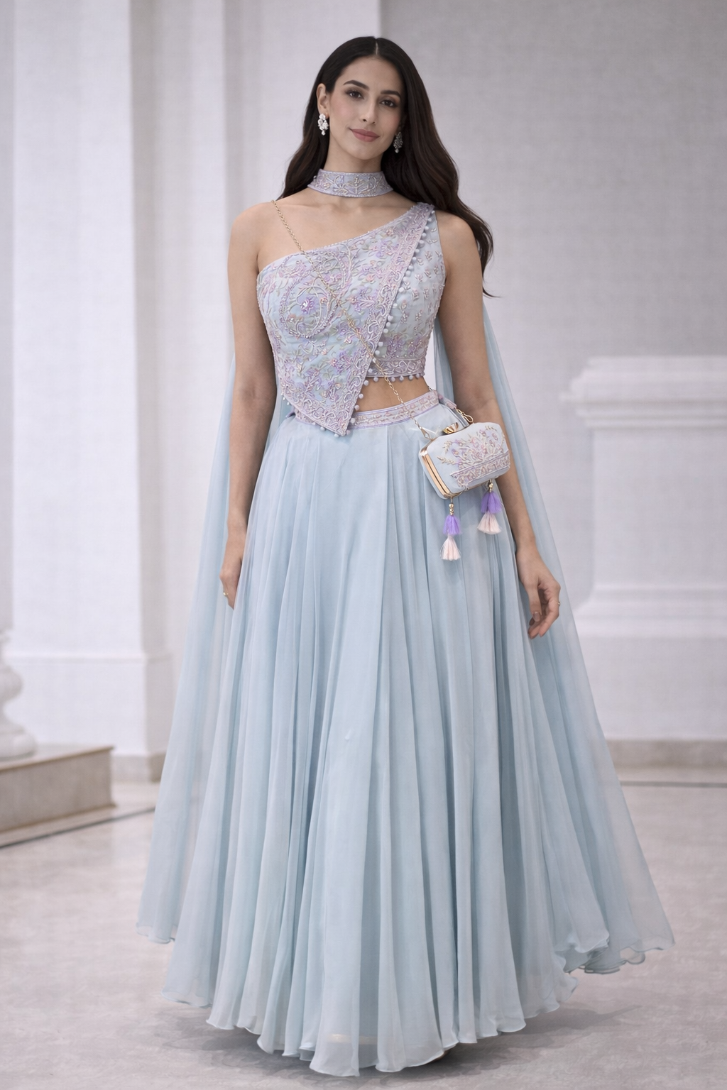 Apsara Blue Georgette Palazzo Set
| DIVA