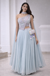 Apsara Blue Georgette Palazzo Set
| DIVA