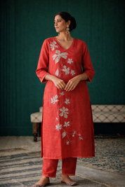 Deep Maroon Floral Embroidered Salwar Set for Women | Elegant Ethnic Wear – DIVA