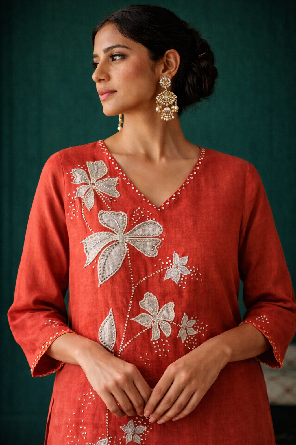 Deep Maroon Floral Embroidered Salwar Set for Women | Elegant Ethnic Wear – DIVA