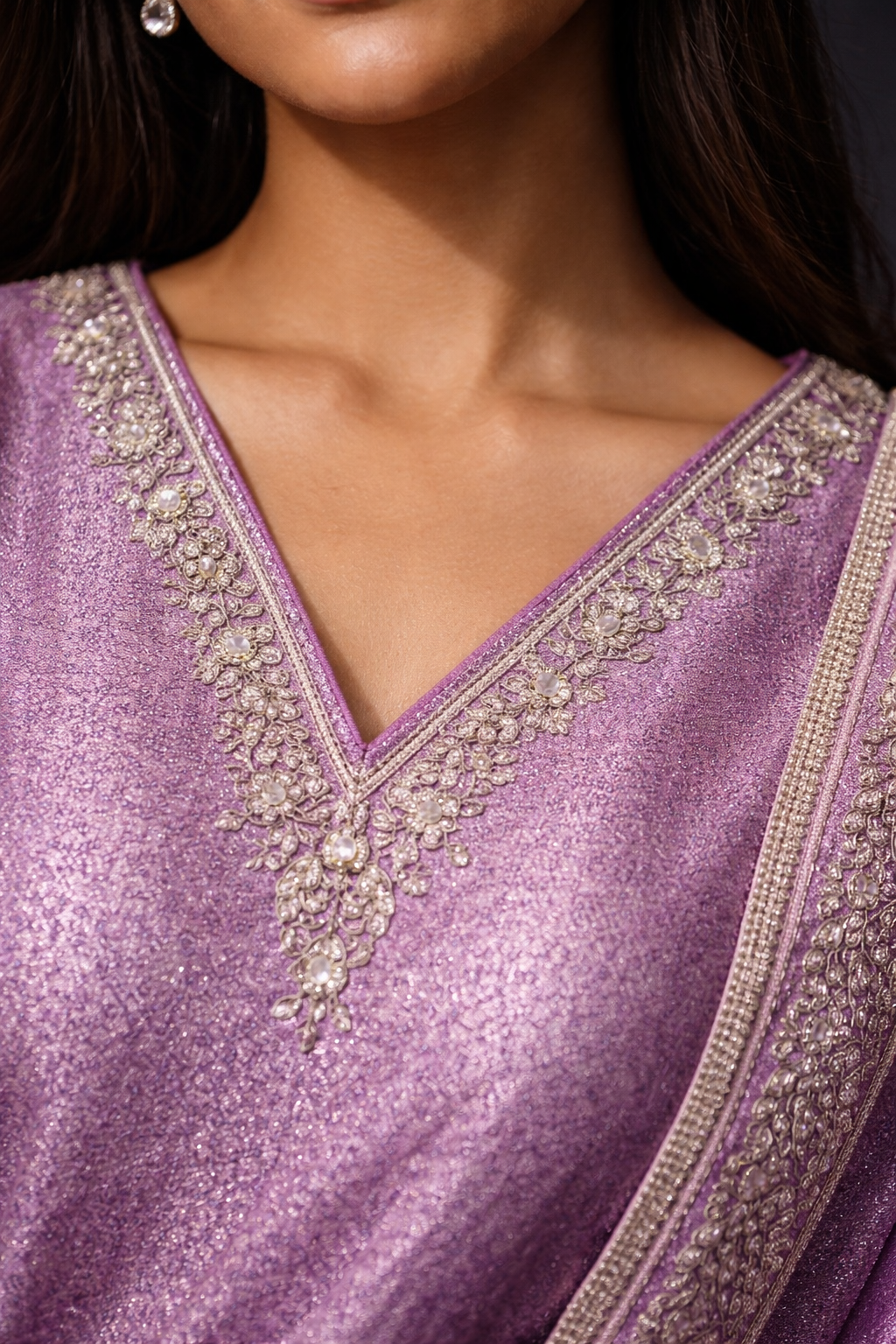 Lavender Banarasi Silk Salwar Suit | Silver Zari Woven Kurta with Churidar & Dupatta | Diva