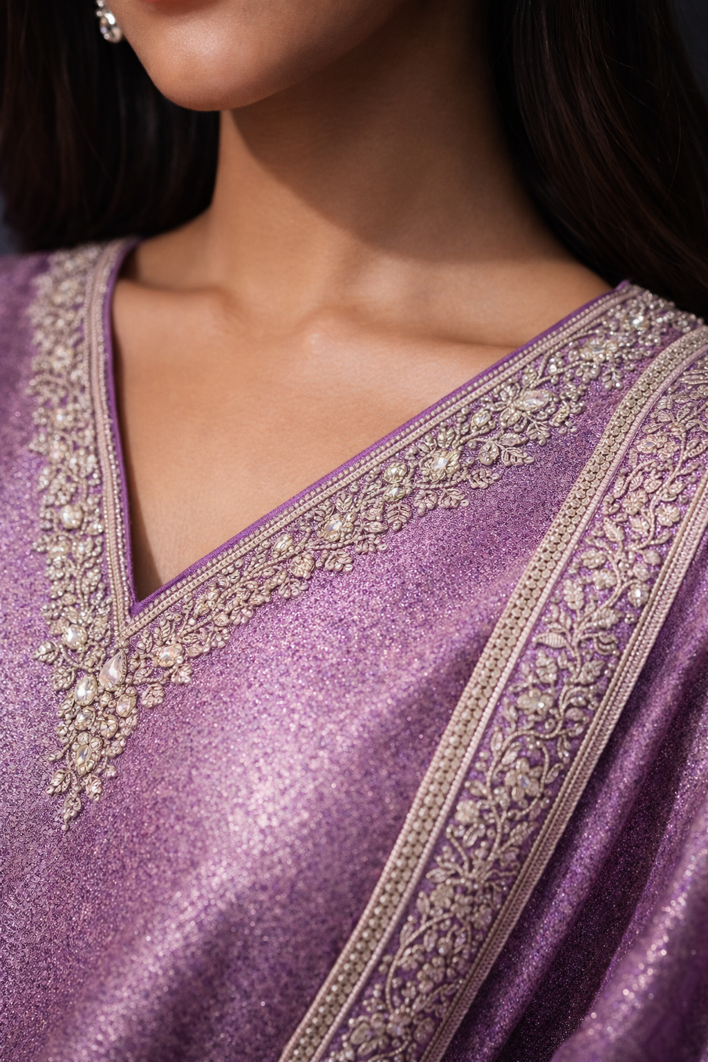 Lavender Banarasi Silk Salwar Suit | Silver Zari Woven Kurta with Churidar & Dupatta | Diva