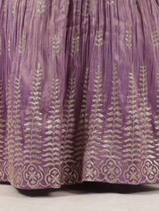 Elegant Lavender Sequined Lehenga with Embellished Blouse and Brocade Dupatta