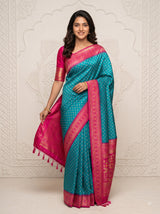 Banarasi Saree in Pink with Unstitched Blouse Piece