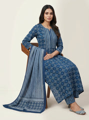 DIVA Navy Blue Floral Paisley Block Print Cotton Salwar Suit | Ethnic Indian Kurta Set for Women