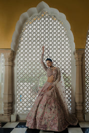 Royal Mauve Hand-Embroidered Lehenga Set